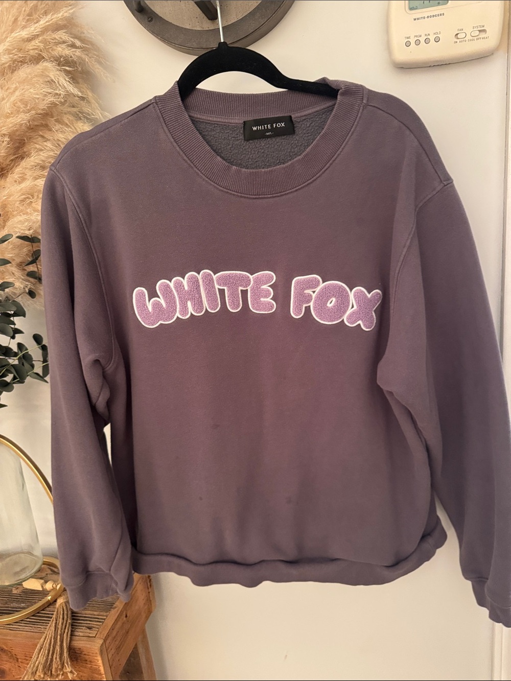 White Fox Boutique Purple Logo Crewneck Sweatshirt